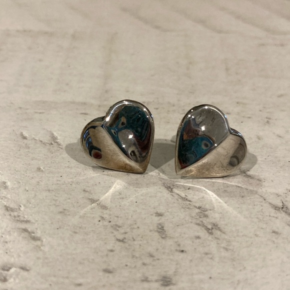 Sterling silver heart post earrings - Picture 1 of 7
